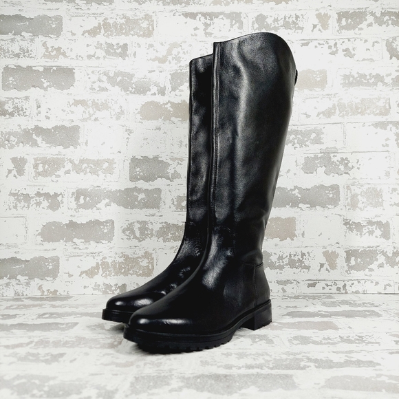 NEW Nordstrom Oliver Black Leather Slip On Block Heel Riding Boots M305 - Picture 2 of 12